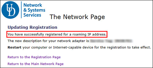 Windows Wi-Fi Screen Capture - Success Registration