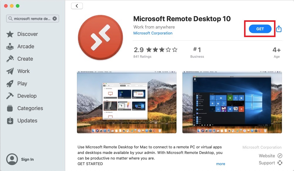 Mac VDI Remote Desktop Screen
